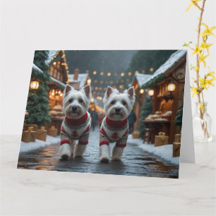 Cartão West Highland White Terrier Cães Neve de Natal