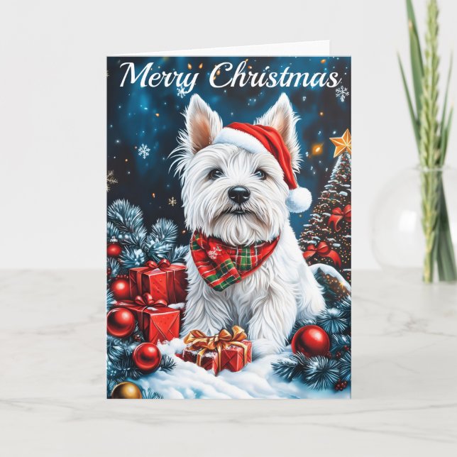 Cartão West Highland White Terrier Natal (Frente)