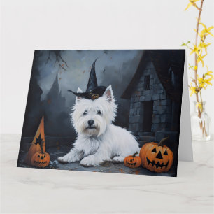 Cartão West Highland White Terrier Pumpkin Halloween