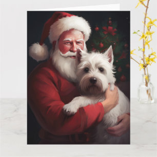 Cartão West Highland White Terrier Santa Claus Natal
