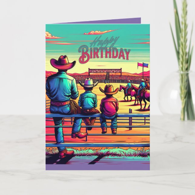 Cartão West Rodeo Cowboys Personalizou Aniversário (Frente)