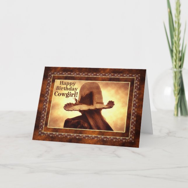 Cartão Western Cowgirl Themed Birthday (Frente)