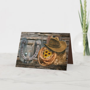 Cartão Western Horseshoe Cowboy Hat Lasso