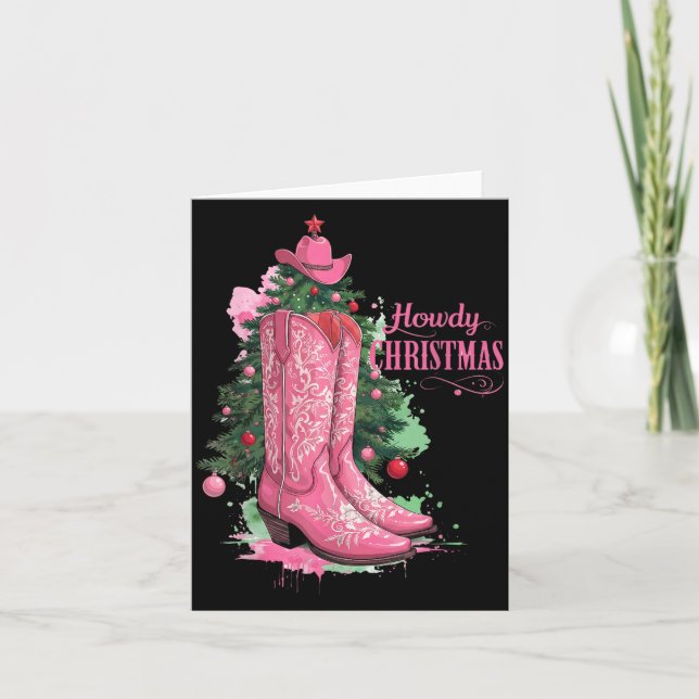 Cartão Western , Howdy Christmas And Tree, Nk Cowboy Boot (Frente)
