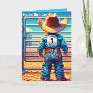 Cartão Western Little Cowboy Primeiro Aniversário Persona