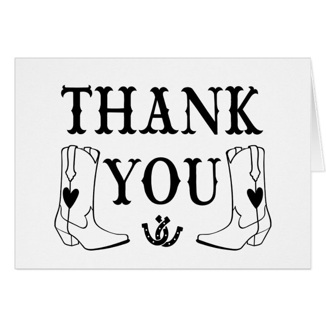 Cartão Western Obrigado, Casamento do País do Cowboy Boot (Frente horizontal)