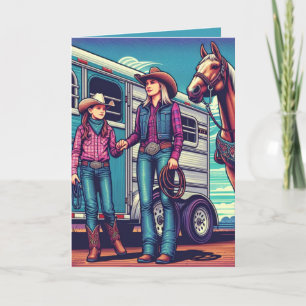 Cartão Western Rodeo CowGirl Personalizadas Aniversário