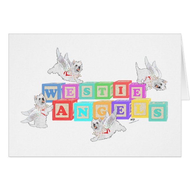 Cartão Westie Angel Blocks (Frente horizontal)