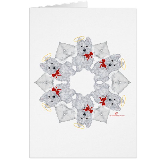 Cartão Westie Angel Snowflake (Frente)