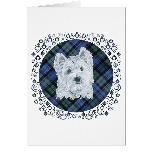 Cartão Westie Black Watch Tartan (Frente)