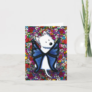 Cartão Westie Butterfly and Flowers Blank Note Card