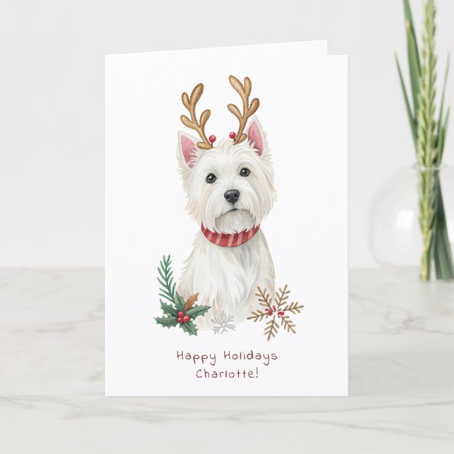 Cartão Westie Cheeky Dog Cute Christmas Greeting Card (Frente)