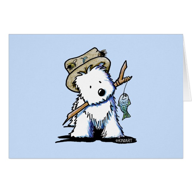 Cartão Westie de Pesca KiniArt (Frente horizontal)
