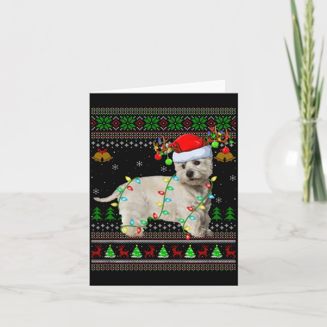 Cartão Westie Dog West Highland Terrier Ugly Christmas Sw (Frente)