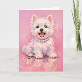 Cartão Westie Elegant Pink Portrait