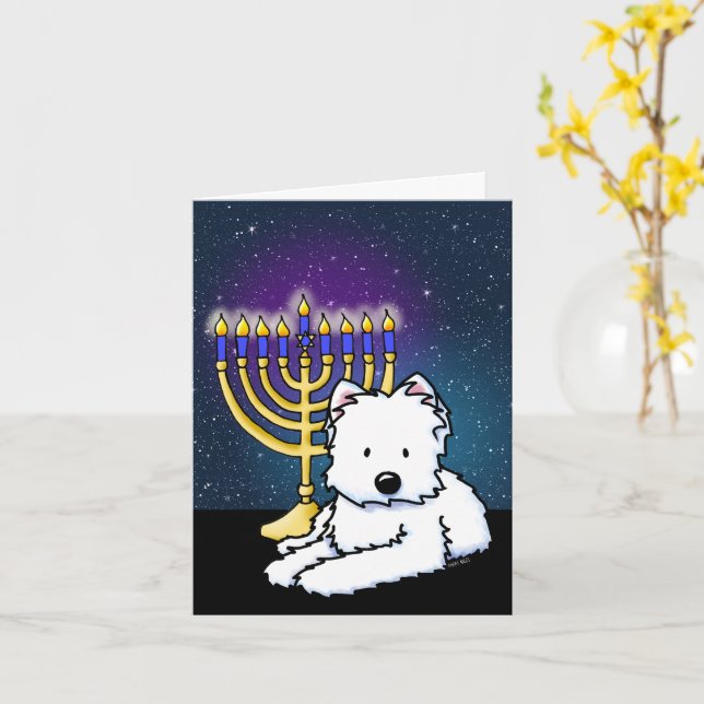 Cartão Westie Hanukkah Menorah Card (Flor Amarela)