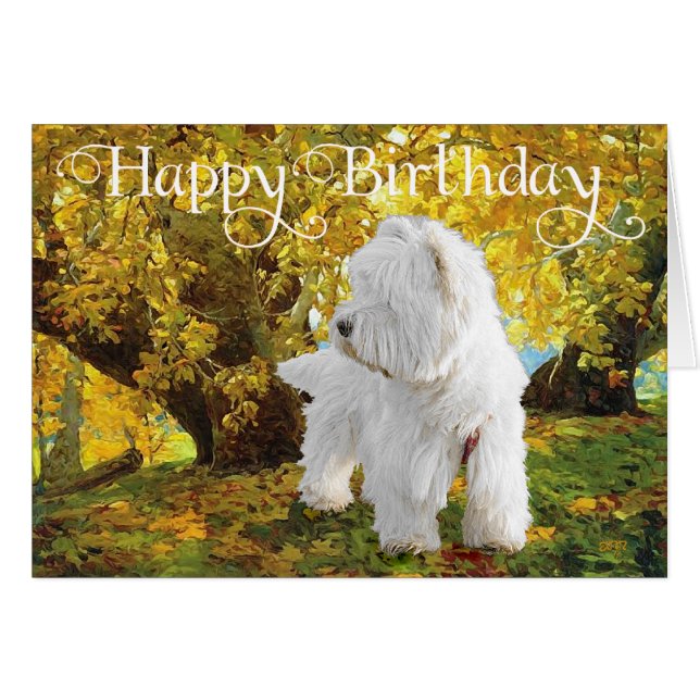 Cartão Westie in Ouro Woods (Frente Horizontal)