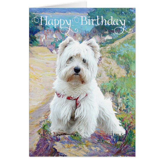 Cartão Westie no mar (Frente)