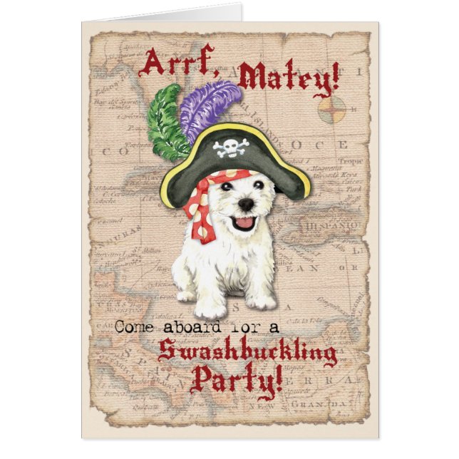 Cartão Westie Pirate Invitation (Frente)