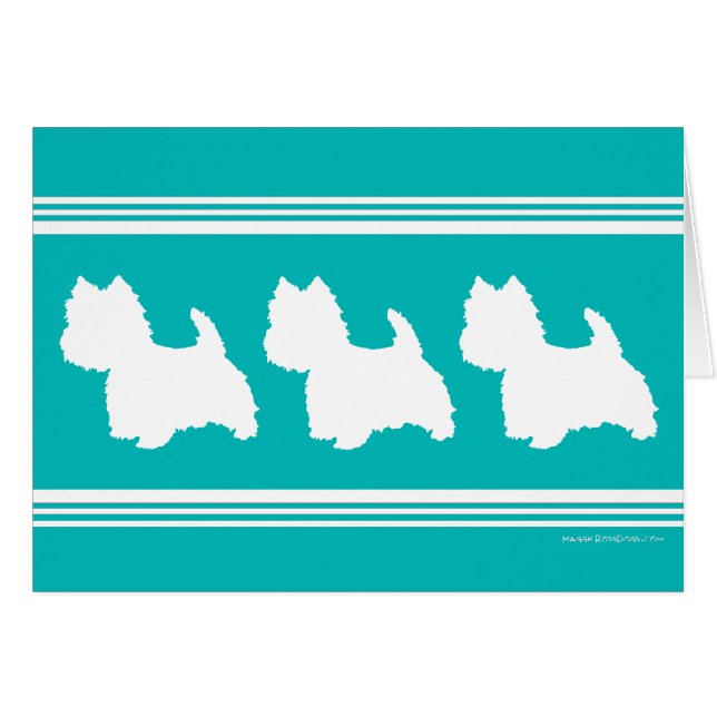 Cartão Westie Silhouette em Turquoise (Frente Horizontal)