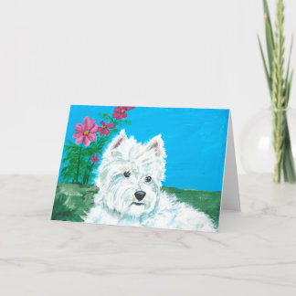 Cartão Westie with Cosmos Note cards
