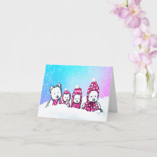 Cartão Westies de Inverno na Neve