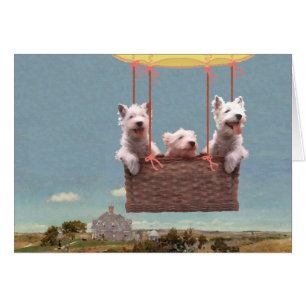Cartão Westies em um Balão