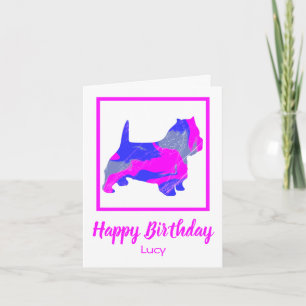 Cartão Westith Silhouette Pink Dog Engraçado Aniversário