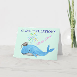 Cartão Whale Done Cute animal pun Congrats Graduation