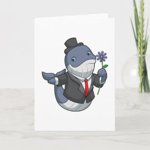 Cartão Whale Wedding Groom Flower