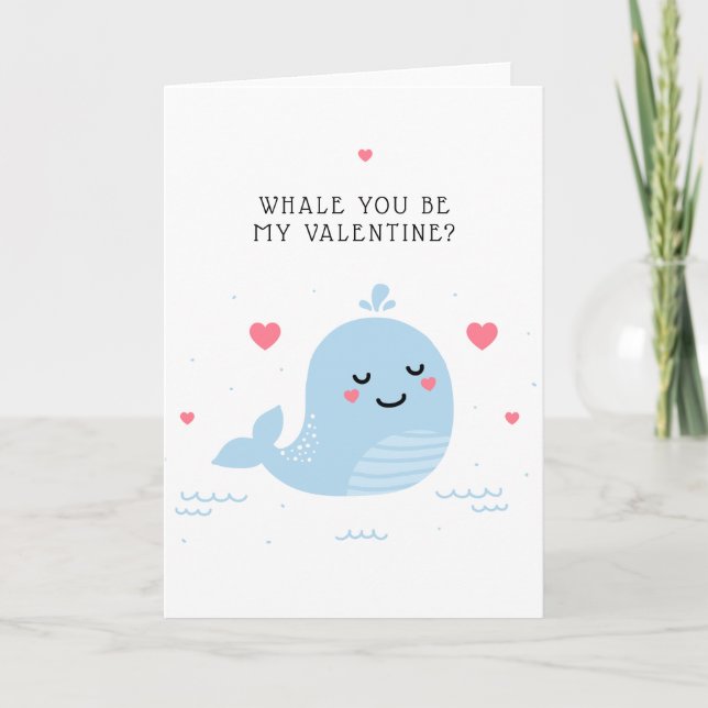 Cartão Whale You Be My Valentine? (Frente)
