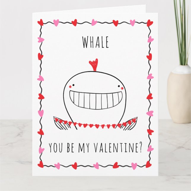 Cartão Whale You be My Valentine Funny Valentine's Day (Frente)