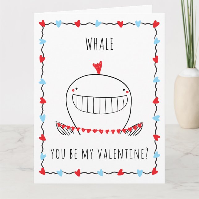Cartão Whale You be My Valentine Funny Valentine's Day (Frente)