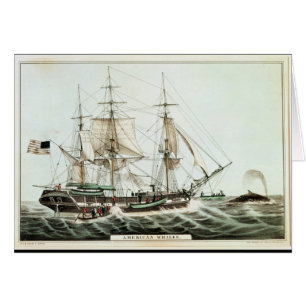 Cartão Whaler americano, gravado pelo Currier de