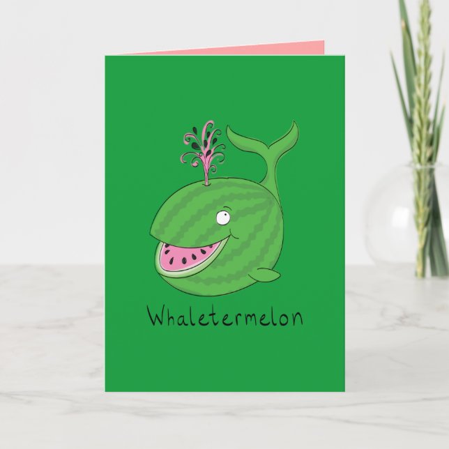 Cartão Whaletermelon Funny Watermelon Whale Greeting Card (Frente)