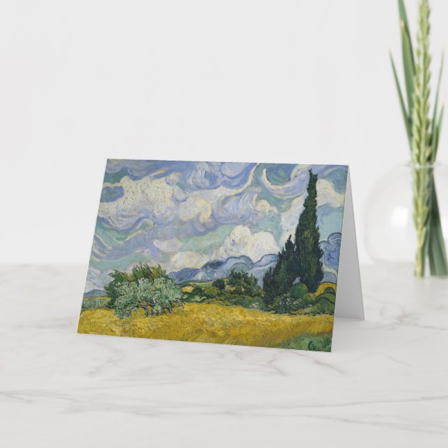 Cartão Wheat Field with Cypresses, Oil Painting, Van Gogh (Frente)