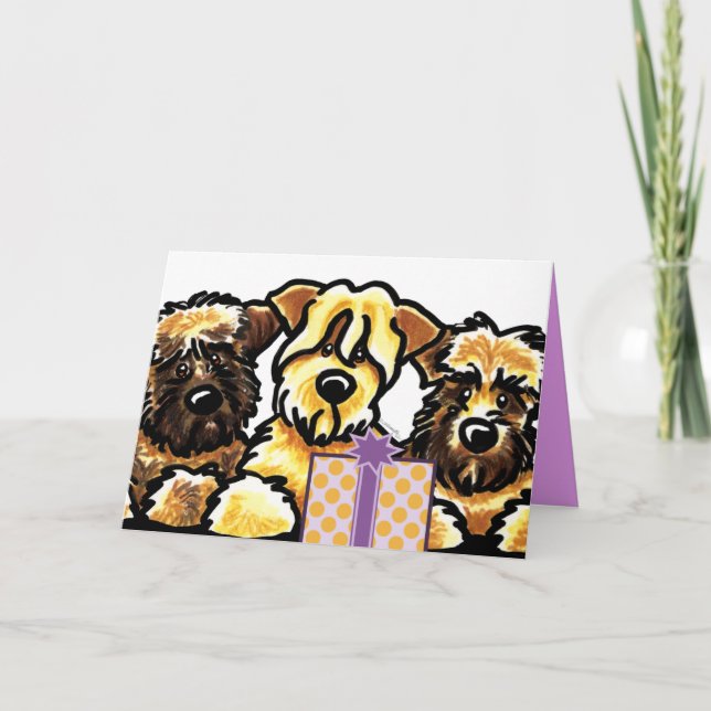 Cartão Wheaten Terrier Trio Birthday (Frente)