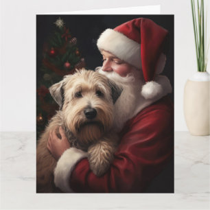 Cartão Wheaton Terrier com Papai Noel Natal Festivo