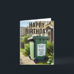 Cartão Wheelie Funny Birthday - Prosecco Caixa Edition<br><div class="desc">Um cartão de aniversário hilário que apresenta uma caixa de rodas vizinha com uma mensagem brega sobre as garrafas de Prosecco que se foram embora. Perfeito para quem ama uma boa risada e um toque de humor inspirado em Nextdoor.</div>