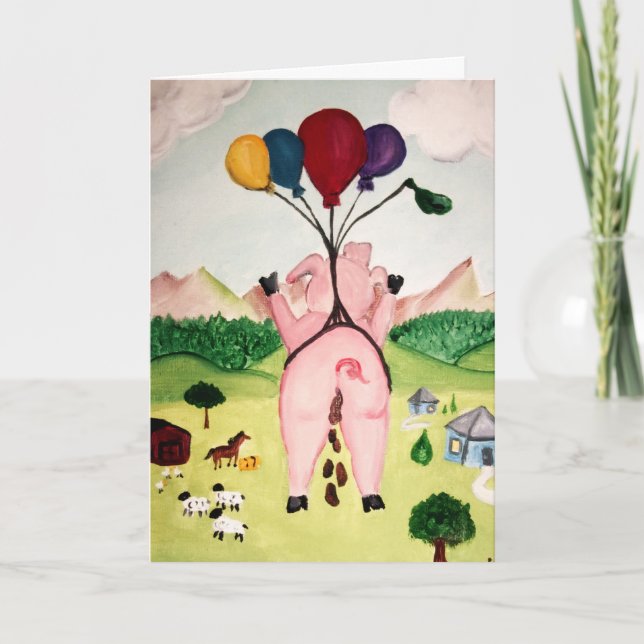 Cartão When pigs fly congratulations new job card (Frente)