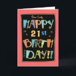 Cartão Whimsical 21st (or Any Age) Birthday Greeting Card<br><div class="desc">This card may be changed to any age birthday.  To see more milestone birthday cards,  click on the Zigglets store link below.</div>