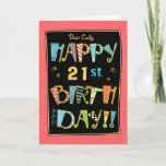 Cartão Whimsical 21st (or Any Age) Birthday Greeting Card<br><div class="desc">This card may be changed to any age birthday.  To see more milestone birthday cards,  click on the Zigglets store link below.</div>