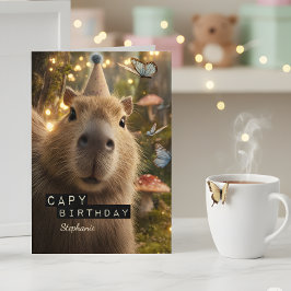 Cartão Whimsical and Funny Capybara Birthday Card