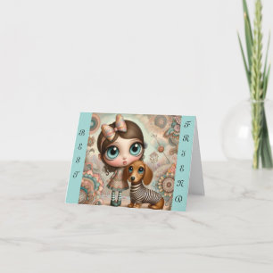 Cartão Whimsical Best Friend Dachshund