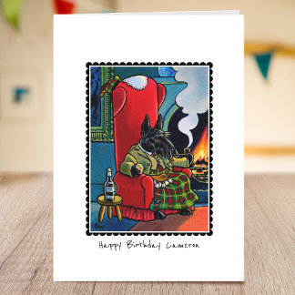 Cartão Whimsical Birthday Scottie Folheto