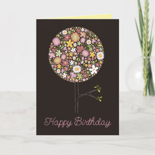 Cartão Whimsical Colorful Spring Flowers Pop Tree Nature