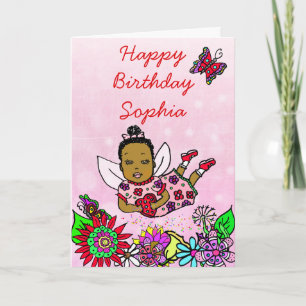 Cartão Whimsical Foley Art Fairy Girl Feliz Aniversário