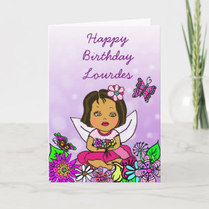 Cartão Whimsical Foley Art Fairy Girl Feliz Aniversário