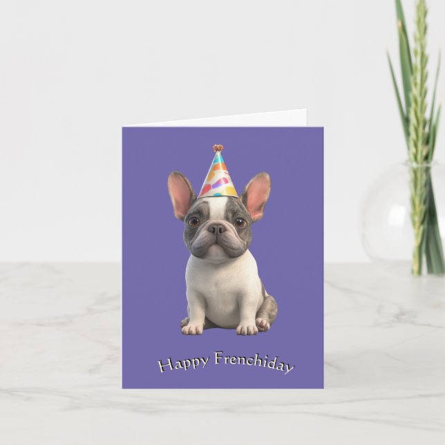 Cartão Whimsical French Bulldog Birthday Greetings (Frente)