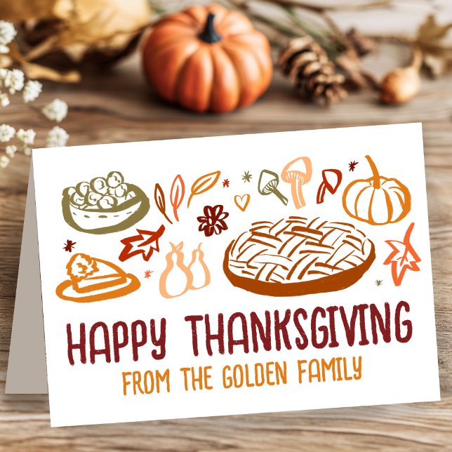 Cartão Whimsical Happy Ação de Graças e Amizade Vegan (Whimsical CUSTOM Happy Thanksgiving Friendsgiving Vegan Vegetarian Card
)
